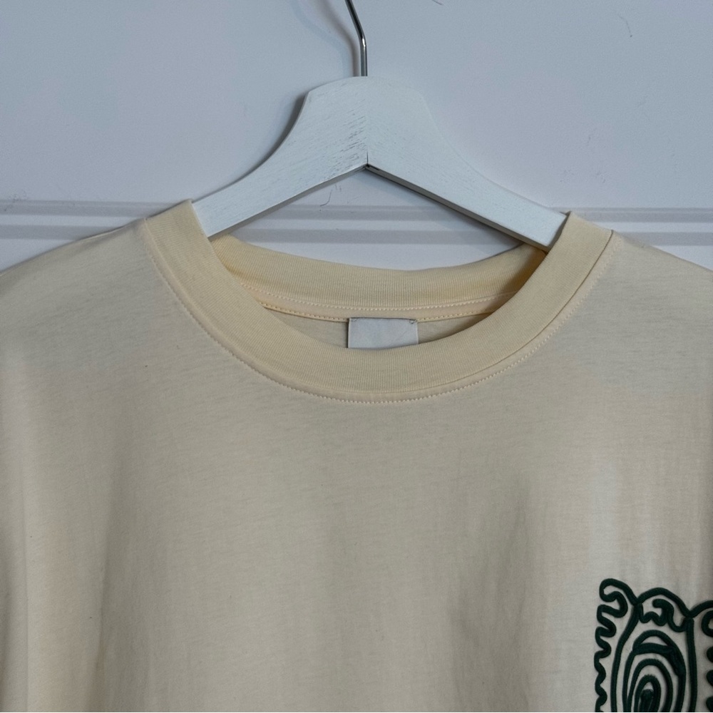 Nanushka Organic Cotton Embroidered Graphic Tee - Cream/Light Butter Yellow - L - Picture 7 of 11
